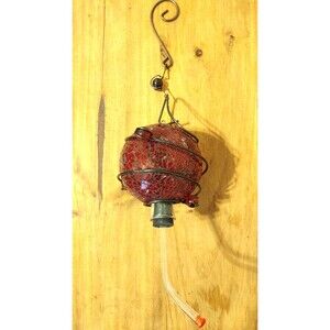 Kirkland's Red Mosaic Glass Hummingbird Feeder Easy Refill 16.5" Long